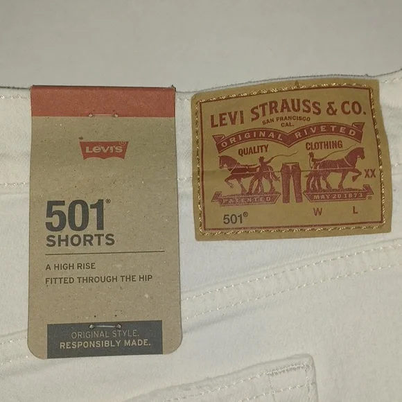 Levi's 501 Button-Fly Shorts White Size-18W NWT - Picture 2 of 5